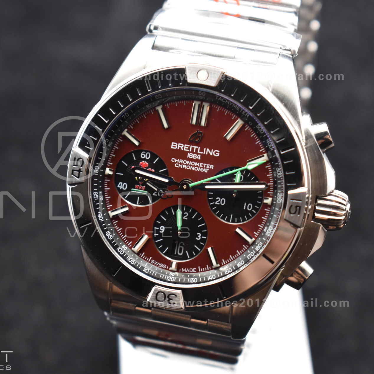 Chronomat B01 44mm SS BLSF 1:1 Best Edition Red Dial On SS Bracelet A7750